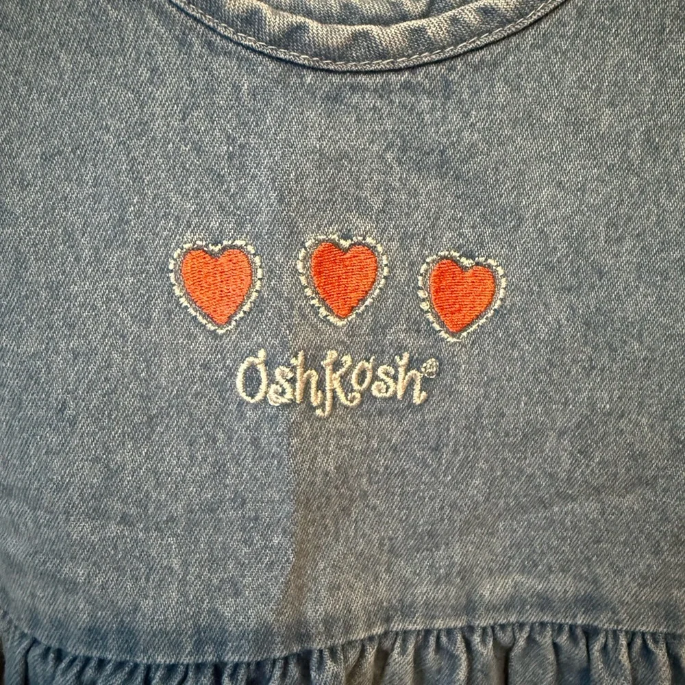 Vintage OshKosh B'gosh Denim Dress with Heart Embroidery